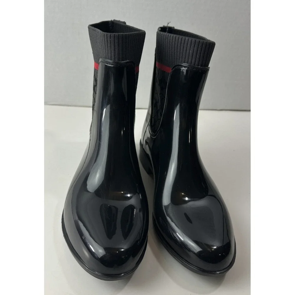 Coach Rivington Rain Boot Coach Signature Logo Shoes Black Booties Womens Size 9 - Picture 8 of 14